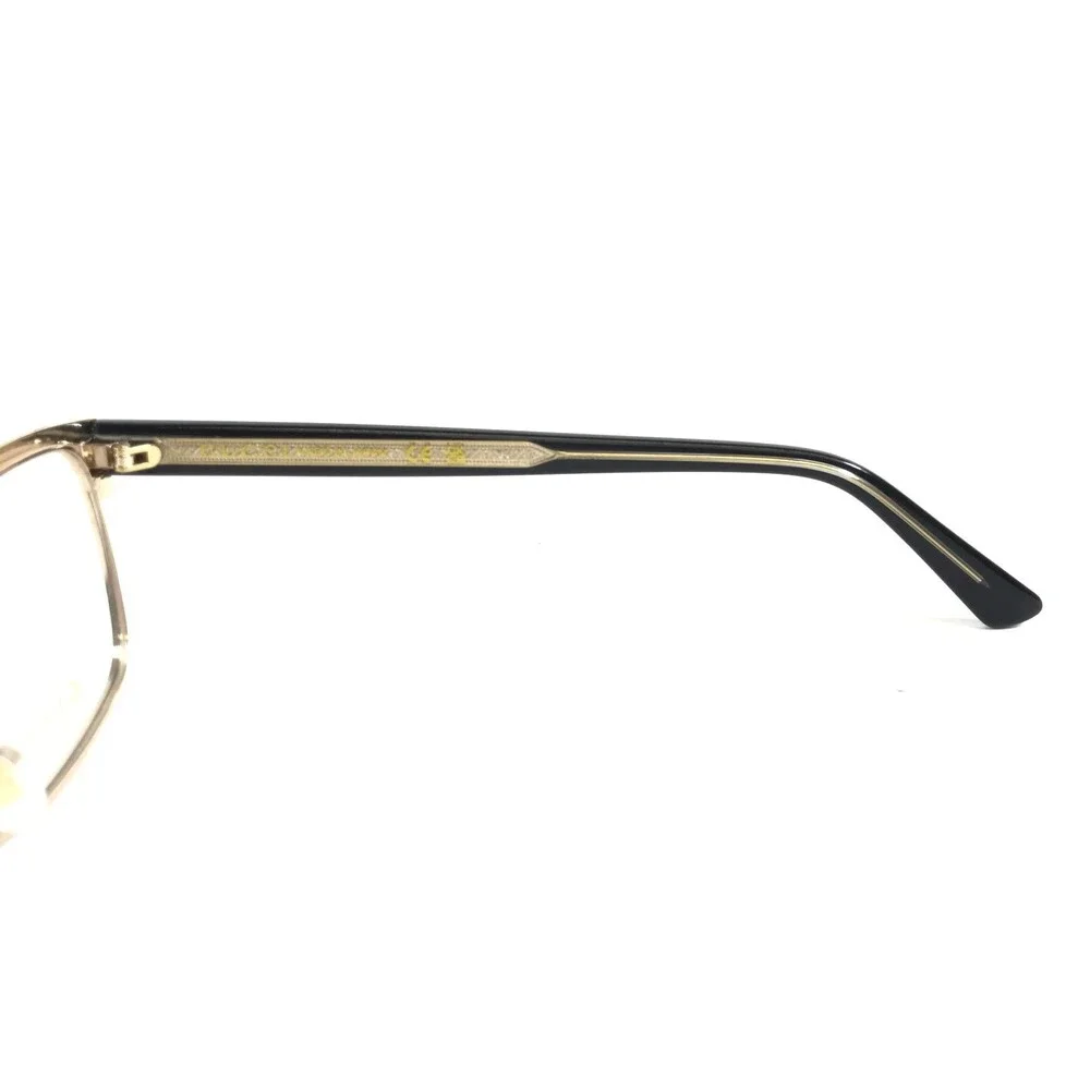 Gucci Eyeglasses Frames GG0317OZ 001 Black Gold Rectangle Full Rim 56-17-145